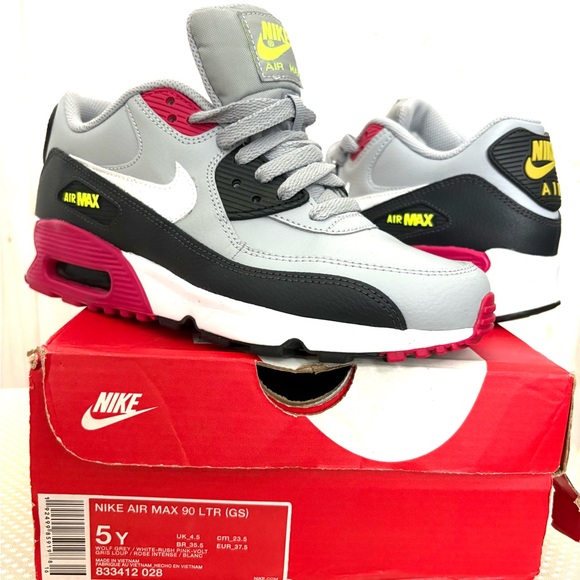 Nike Air Max 90 Kids Sneakers - Gray and Red - Picture 8 of 8